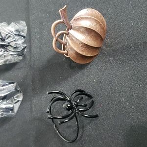 Spider & Pumpkin Napkin Rings 6 Each NWT Halloween Fall